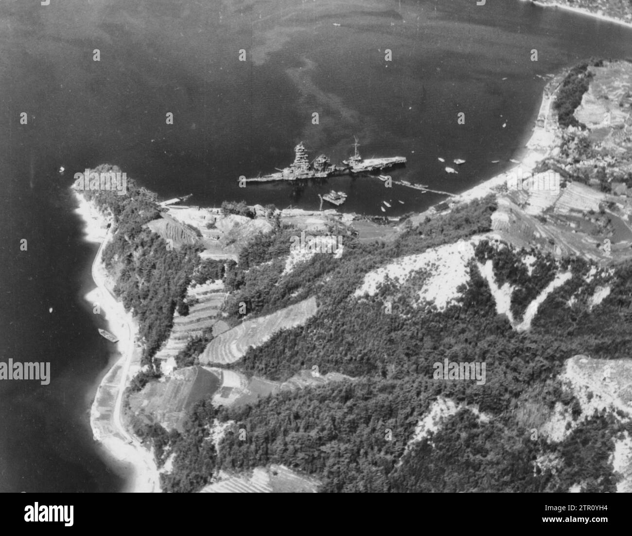 Foto aerea di Kure, Giappone, settembre 1945 Foto Stock