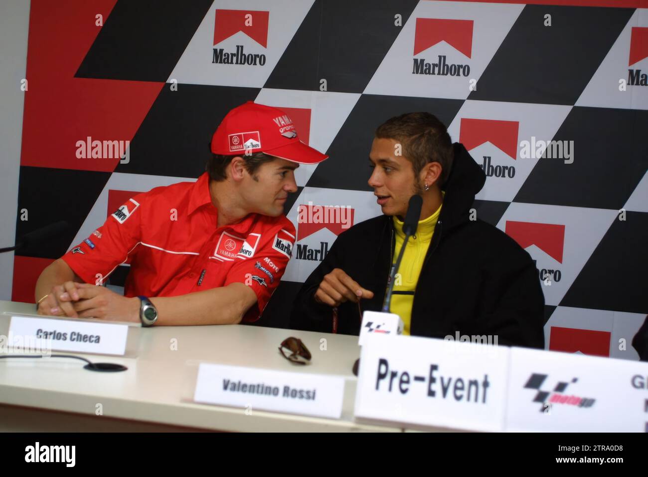 05/02/2001. Sherry. 03-05-01. Alvaro Rivero. Carlos Checa e Valentino Rossi. Archjer. Crediti: Album / Archivo ABC / Álvaro Rivero Foto Stock