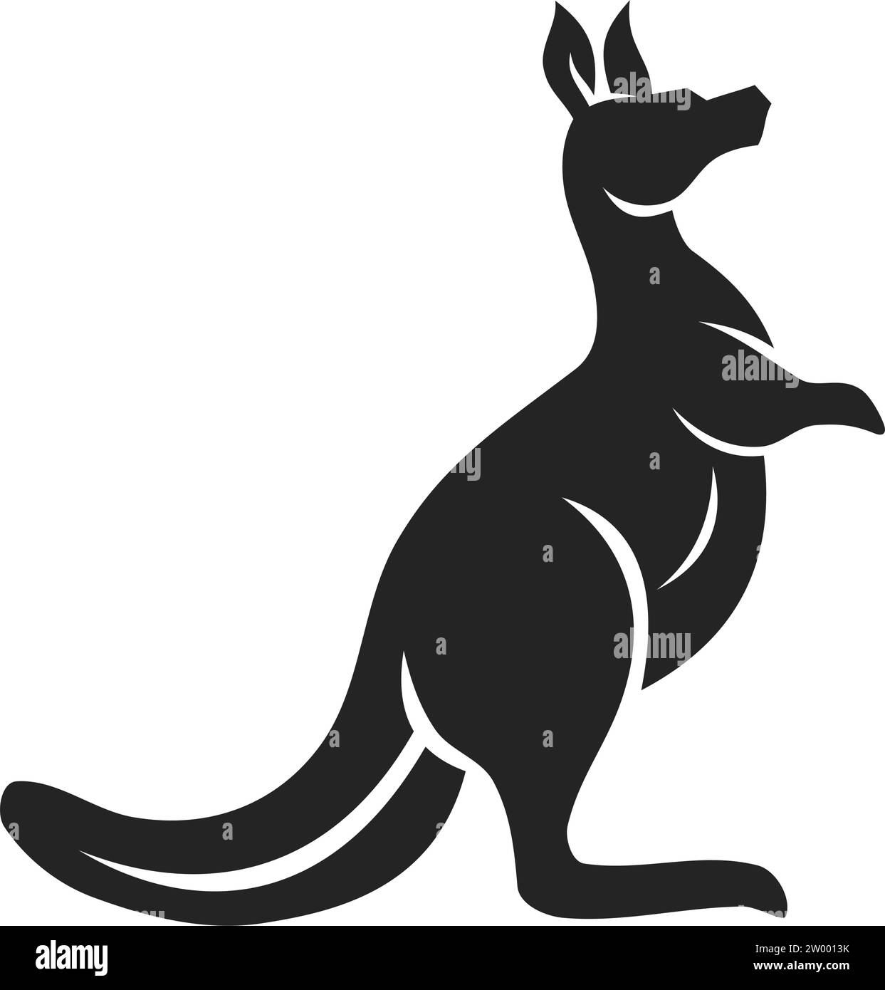 Template logo Kangaroo isolato. Identità del marchio. Icona grafico vettore astratto Illustrazione Vettoriale