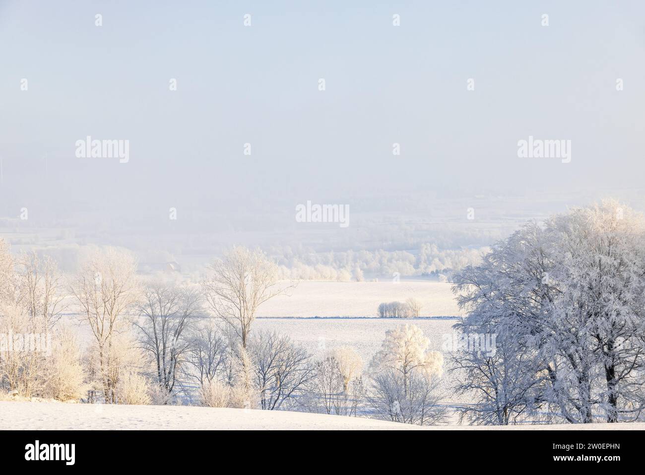 Vista panoramica invernale sulla campagna Foto Stock