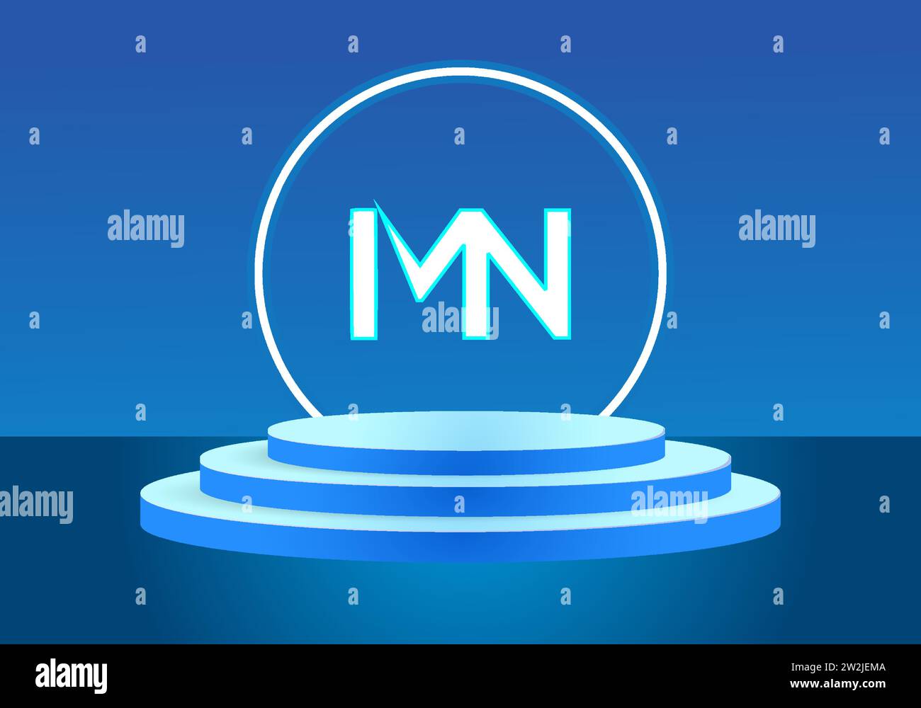 Simbolo con logo blu MN lettera. Logo Vector per le aziende. Illustrazione Vettoriale