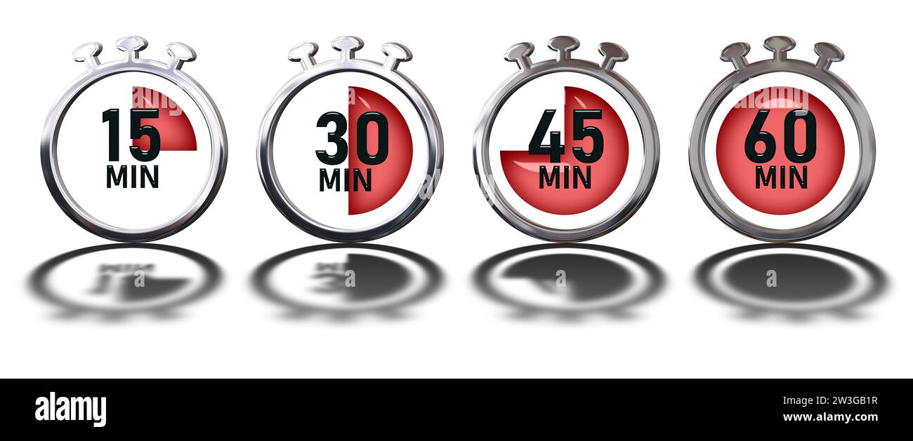 Icona timer impostata. cronometro rosso Foto Stock