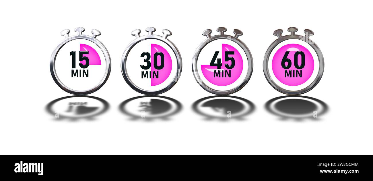 Icona timer impostata. cronometro rosa Foto Stock