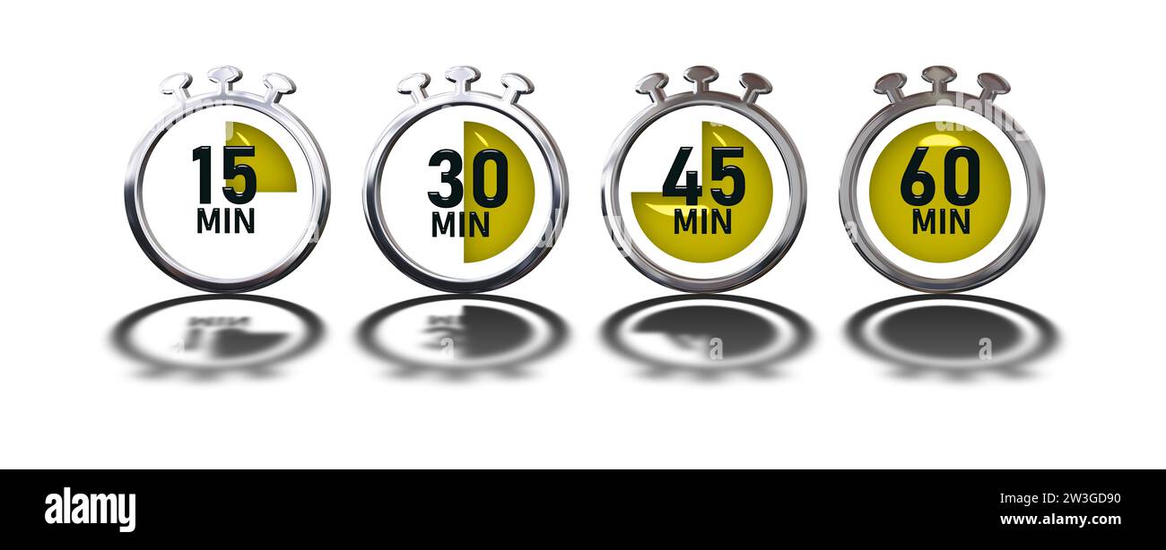 Icona timer impostata. cronometro giallo Foto Stock