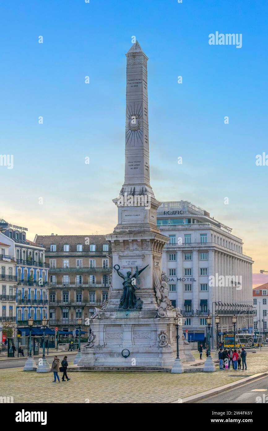Monument dos Restauradores, Lisbona, Portogallo Foto Stock
