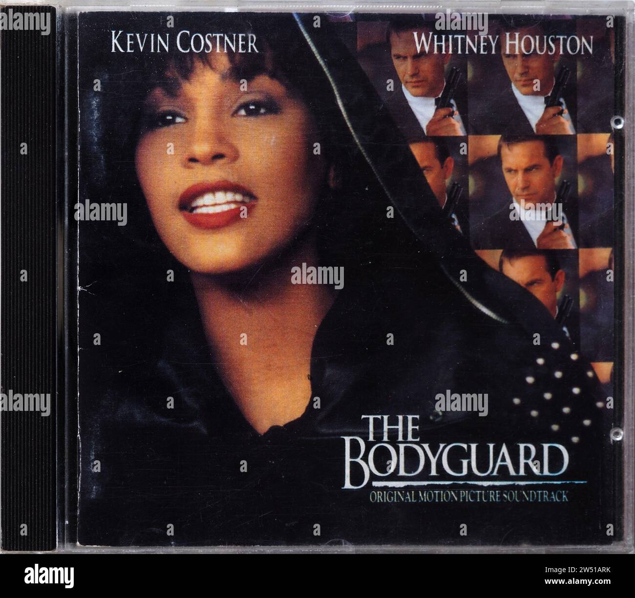 In questa immagine, il CD (compact disk) della colonna sonora originale del film del Bodyguard. Questo film vede come protagonisti Kevin Costner e Whitney Houston. Tutte le canzoni sono state eseguite da Whitney Houston. Foto Stock