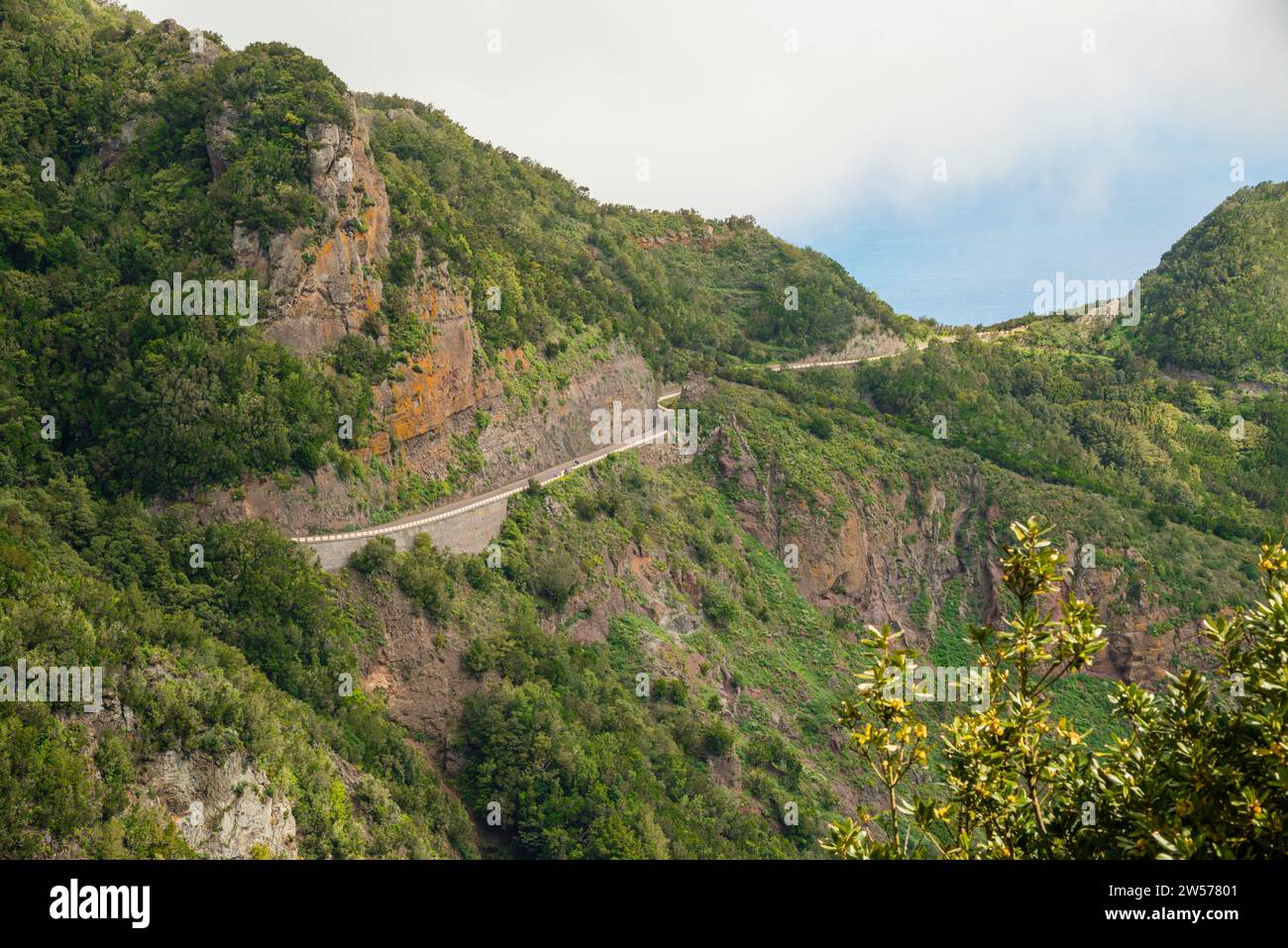 Panorama da Mirador Pico del Ingles, Las, macizo de anaga (Montanas de Anaga), Tenerife, Isole Canarie, Spagna Foto Stock