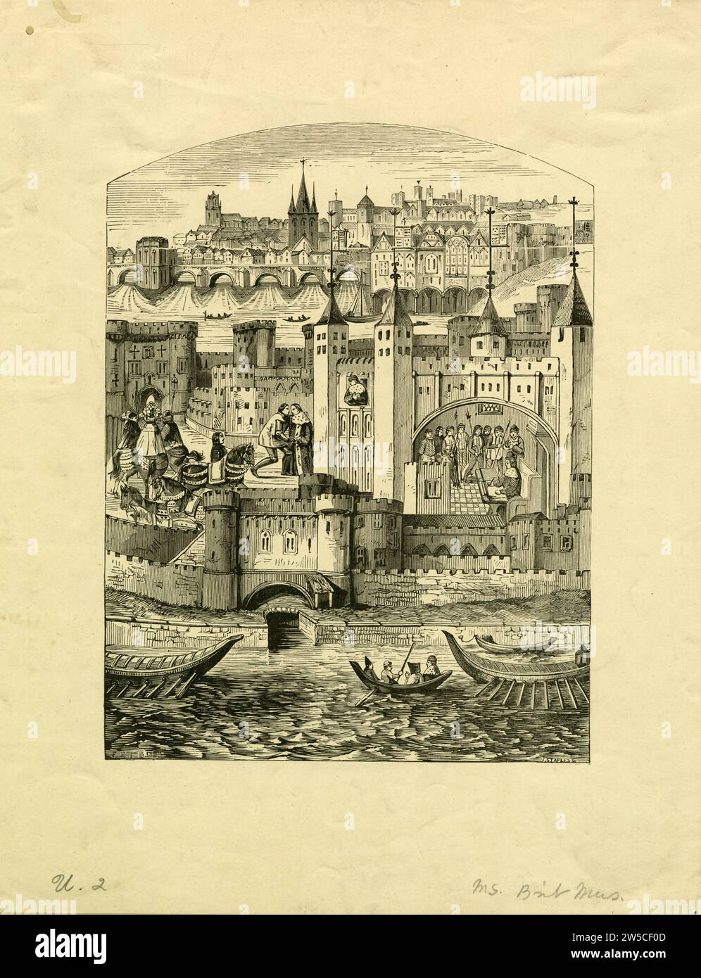 Stampa incisione di Carlo, Duca di Orleans nella Torre di Londra, XIX secolo, Gran Bretagna Foto Stock