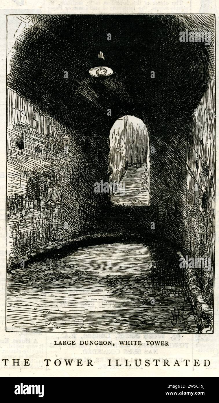 "Large Dungeon, White Tower" dal The Graphic Newspaper, pagina 200, 18 agosto, 1885, Londra, Regno Unito Foto Stock