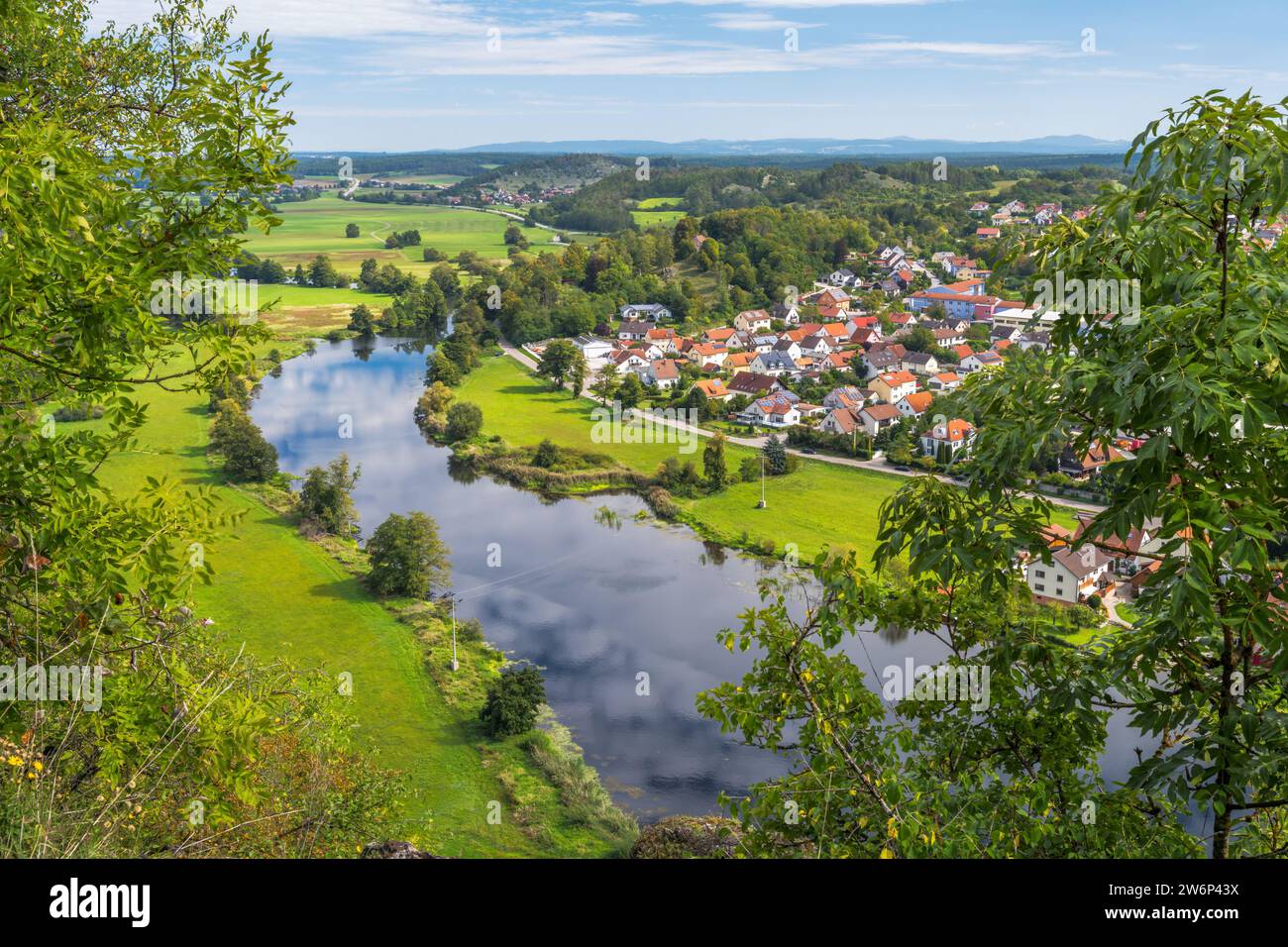 Vista aerea sul villaggio di Kallmuenz in Baviera Foto Stock