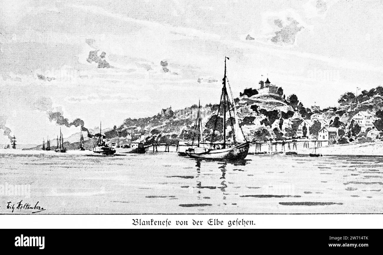 Esclusivo quartiere cittadino di Blankenese sul fiume Elba, monte Süllberg, città anseatica Amburgo, Germania settentrionale, Europa Foto Stock