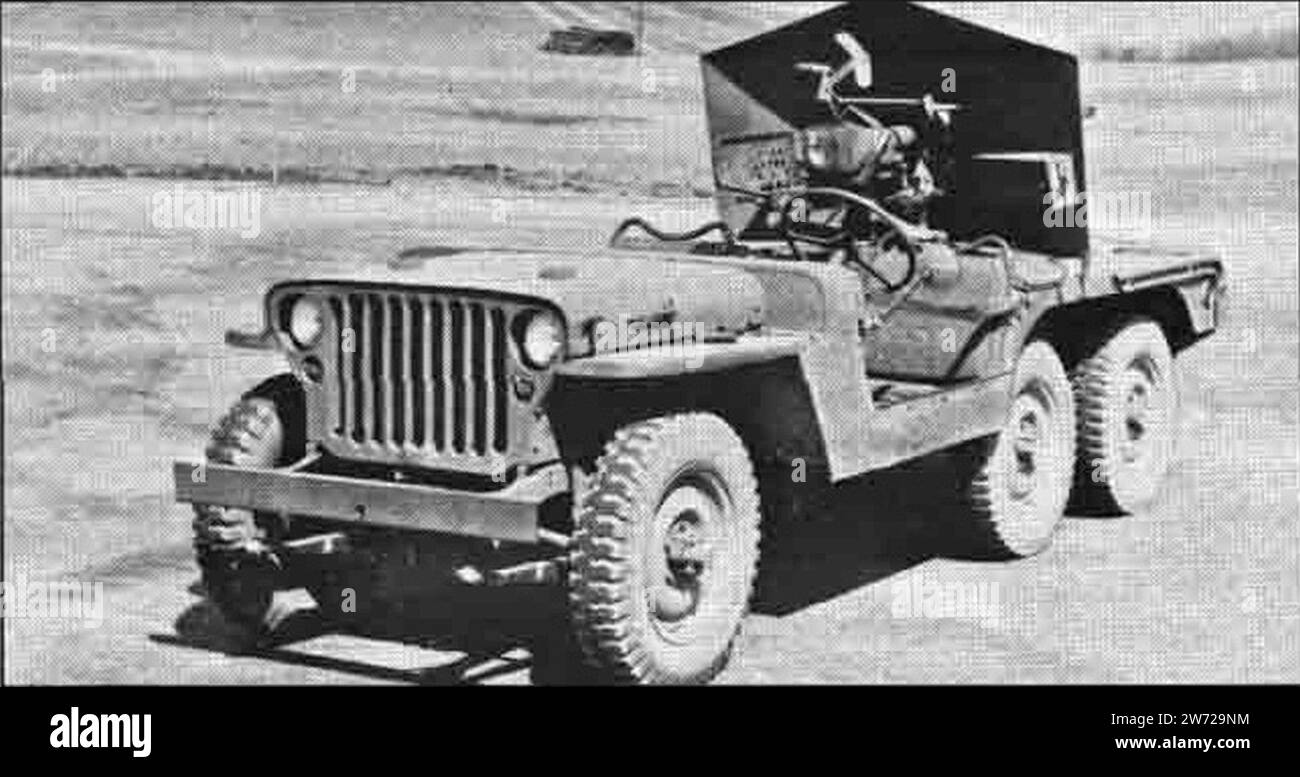 Willys 6x6 "Super-Jeep" 37 mm T14 carrello motore pistola n.2, anteriore sinistro. Foto Stock