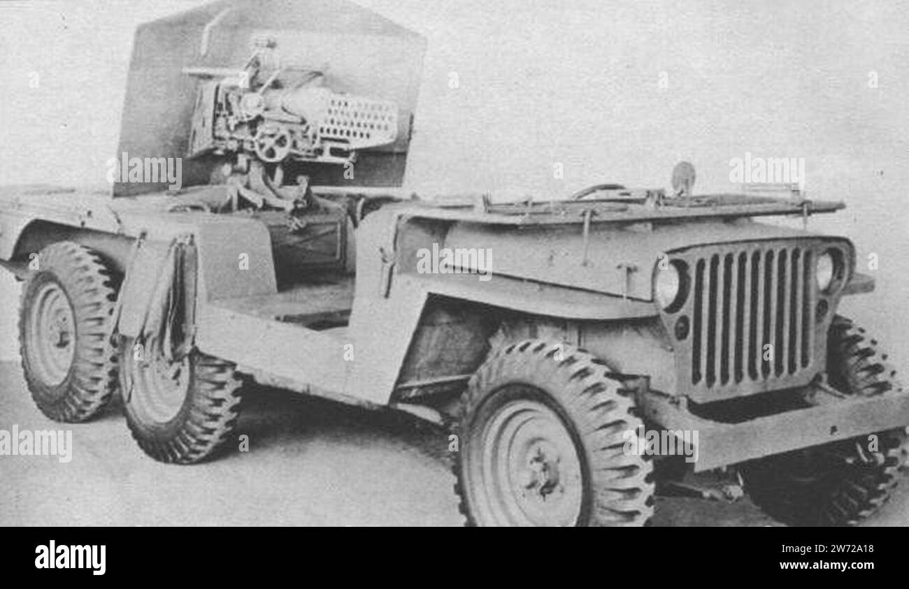 Willys 6x6 "Super-Jeep" 37 mm T14 carrello motore a pistola 2, anteriore destro. Foto Stock