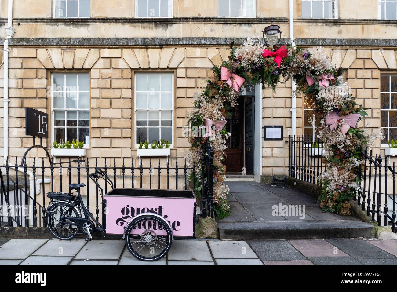 15 Great Pulteney Street Boutique Hotel & Spa decorato per Natale, Great Pulteney Street, Bath, Somerset, Inghilterra, Regno Unito Foto Stock