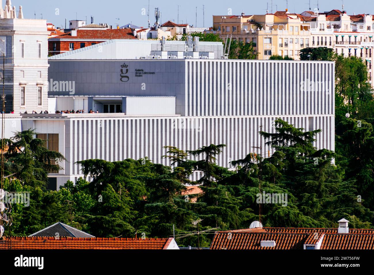 La Royal Collections Gallery vista dal Parque del Oeste. Madrid, Comunidad de Madrid, Spagna, Europa Foto Stock