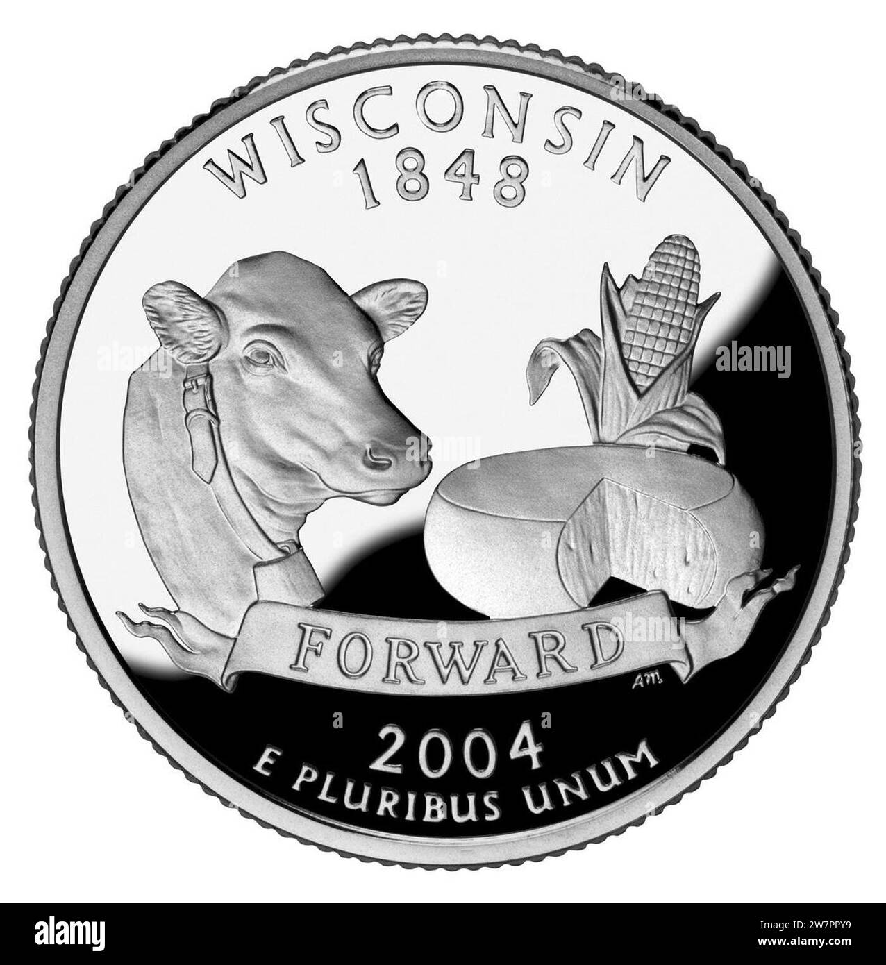 Wisconsin Quarter, reverse side, 2004. Foto Stock