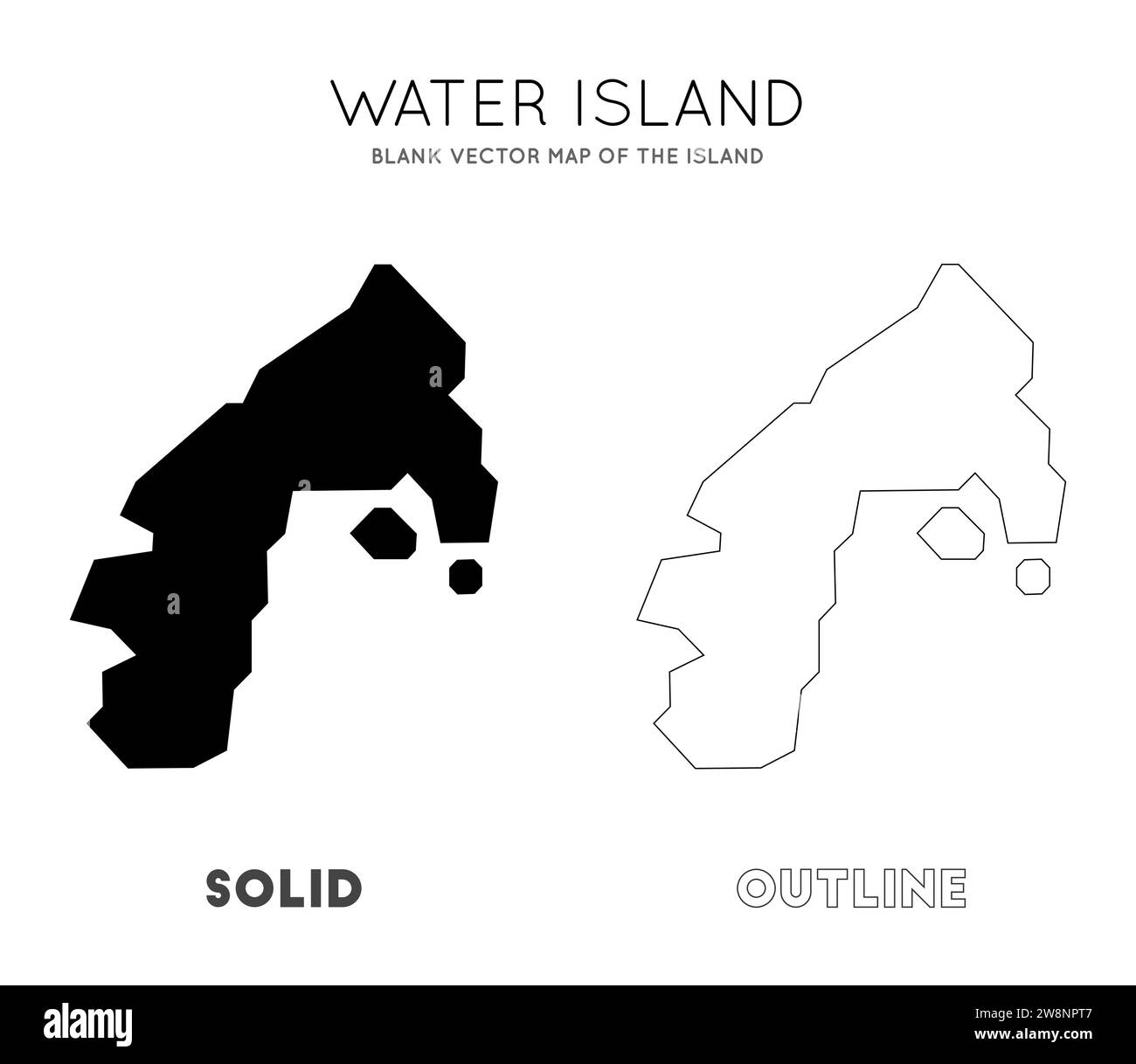 Mappa di Water Island. Borders of Water Island per la tua infografica. Illustrazione vettoriale. Illustrazione Vettoriale