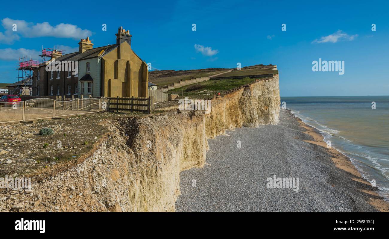 Chalk Cliffs, Landscape, Seascape, South Downs, Inghilterra Foto Stock