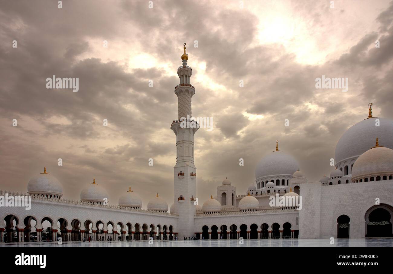 Sheikh Zayed Grande Moschea di Abu Dhabi, Emirati arabi uniti Foto Stock