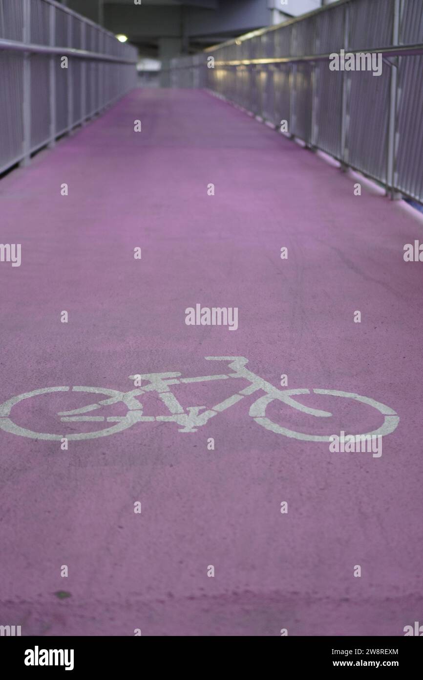 piste ciclabili rosa destinate ai ciclisti Foto Stock