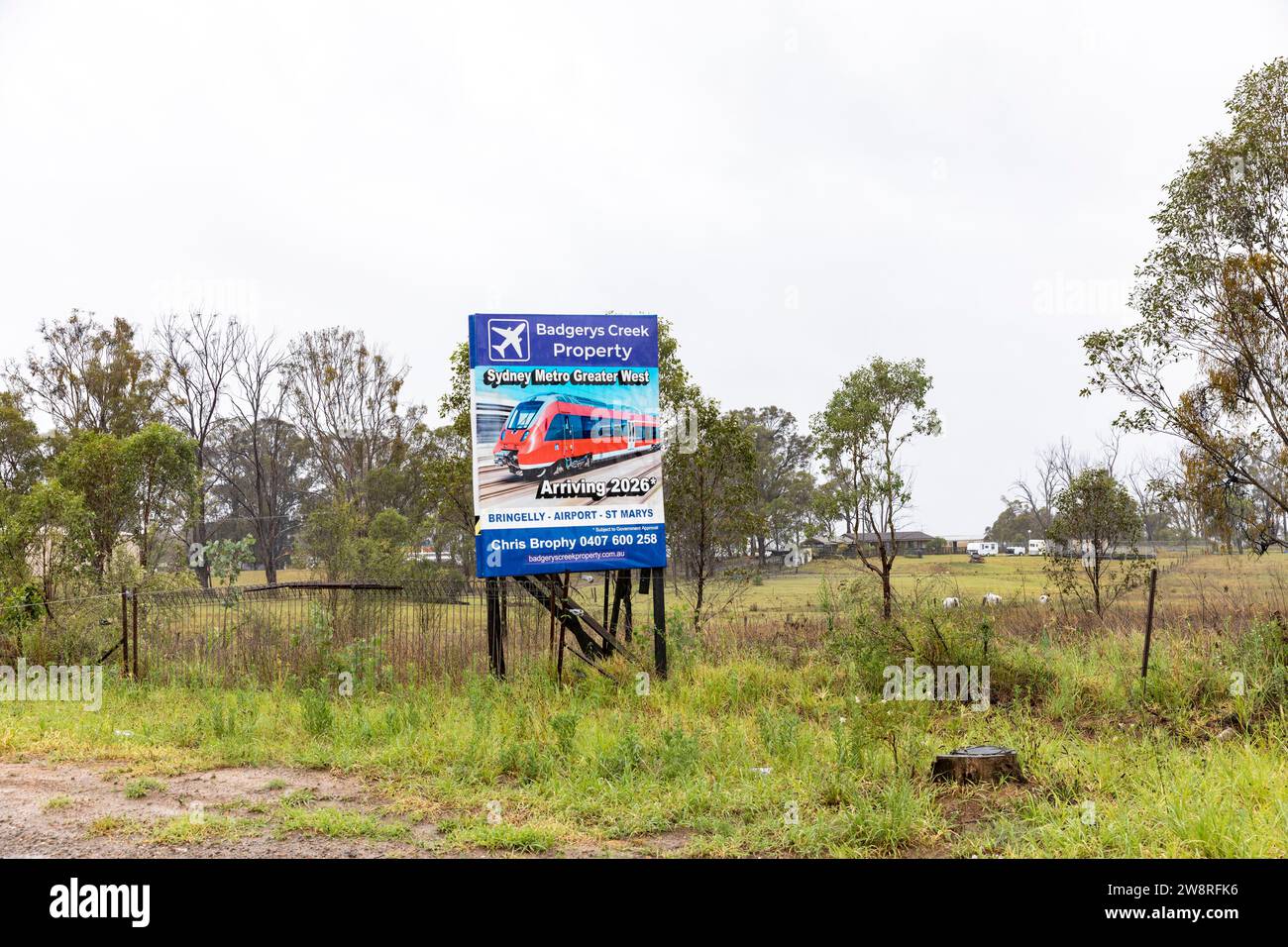 Greater Western Sydney, l'aeroporto Western Sydney e le aree circostanti preparano il progetto della metropolitana di Sydney Rapid Transit ad aprire nel 2026, Sydney, NSW Foto Stock