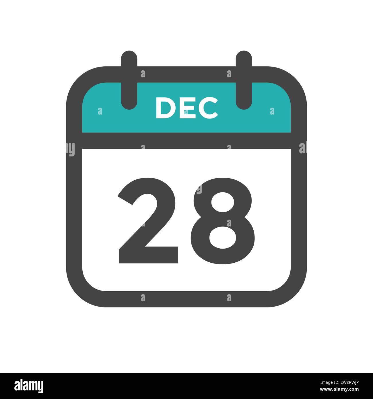 Dicembre 28 giorno del calendario o Data calendario per scadenza e appuntamento Illustrazione Vettoriale