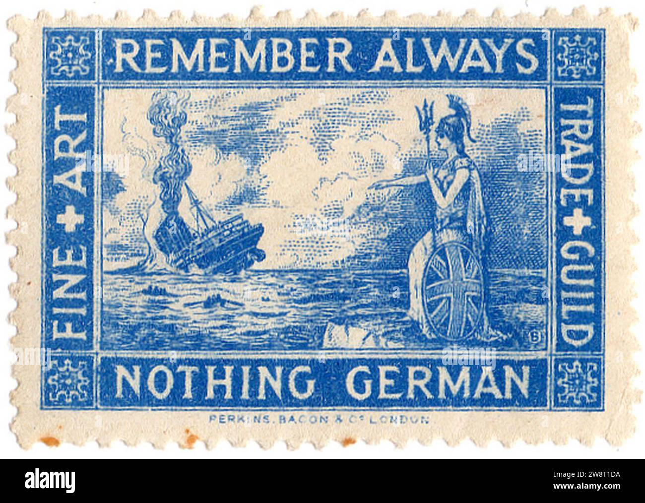 Francobollo di propaganda della prima guerra mondiale. Foto Stock