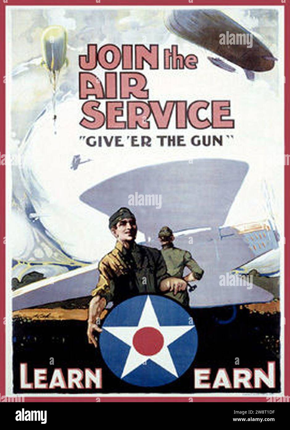 Poster di reclutamento del servizio aereo dell'esercito degli Stati Uniti durante la prima guerra mondiale Source3. Foto Stock