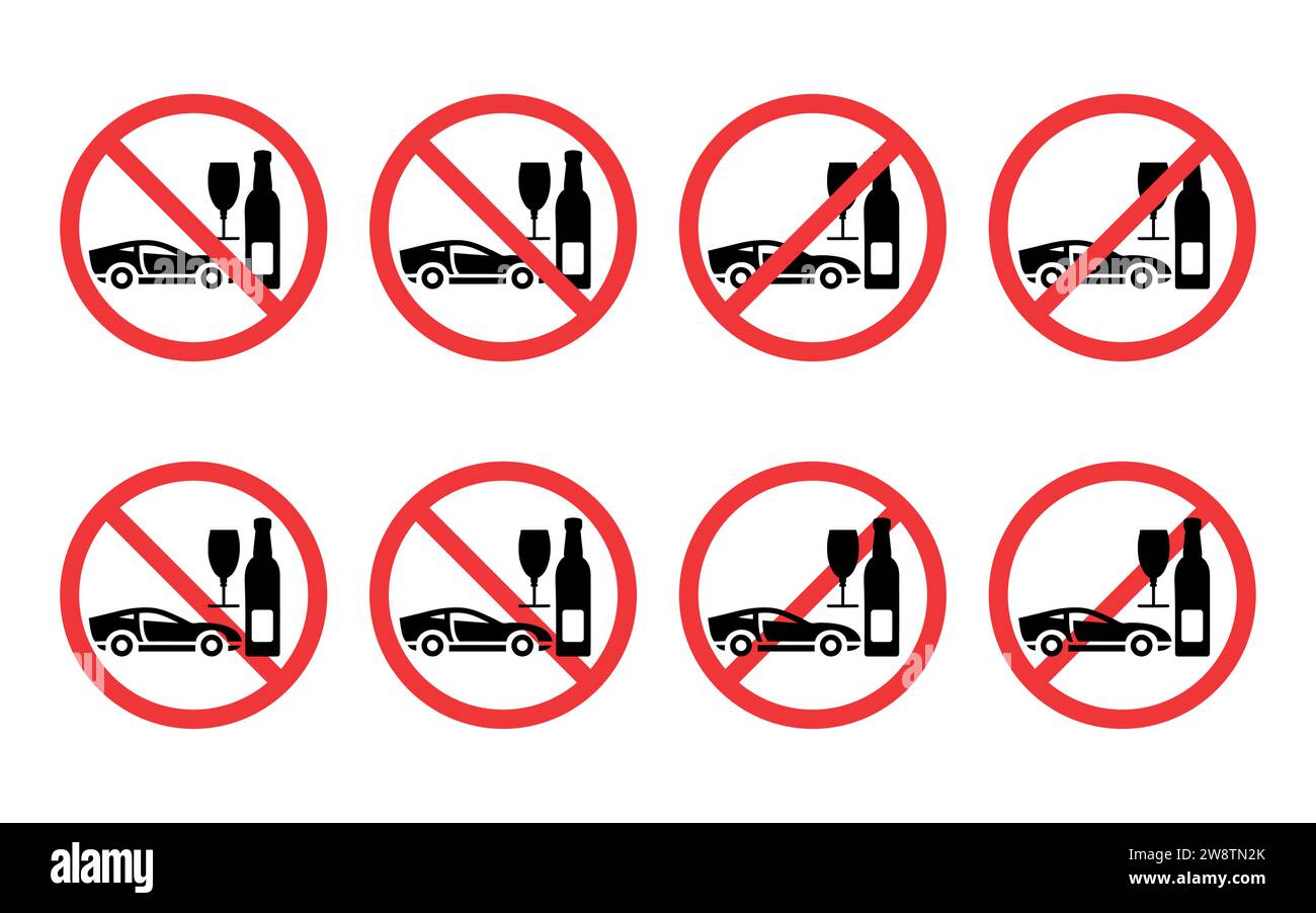 Non bere e guidare, simbolo di divieto vettore. Illustrazione Vettoriale