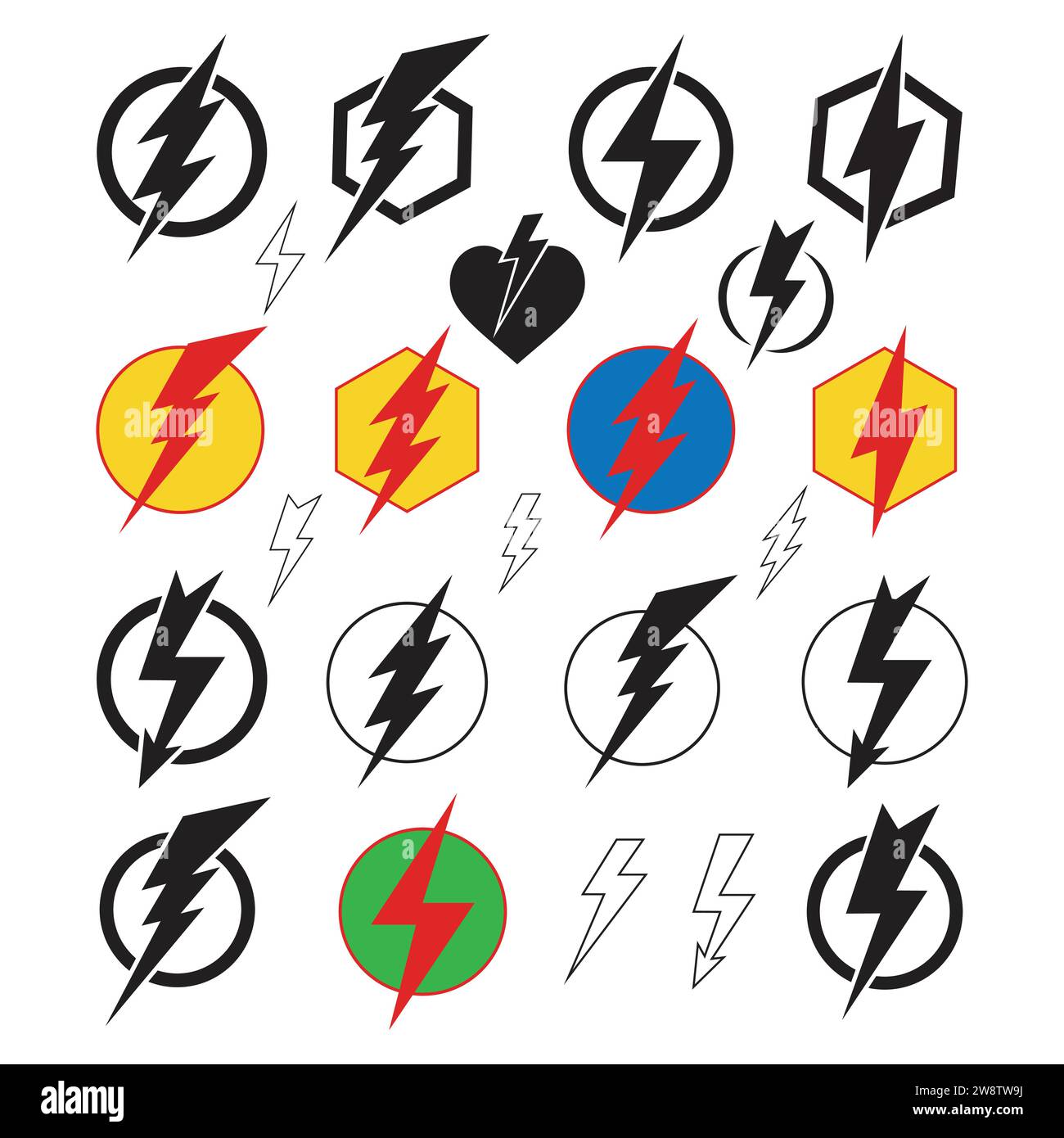 Pacchetto Lightning Bolt, Lightning Vector, Thunder, Lightning Bolt Illustrazione Vettoriale