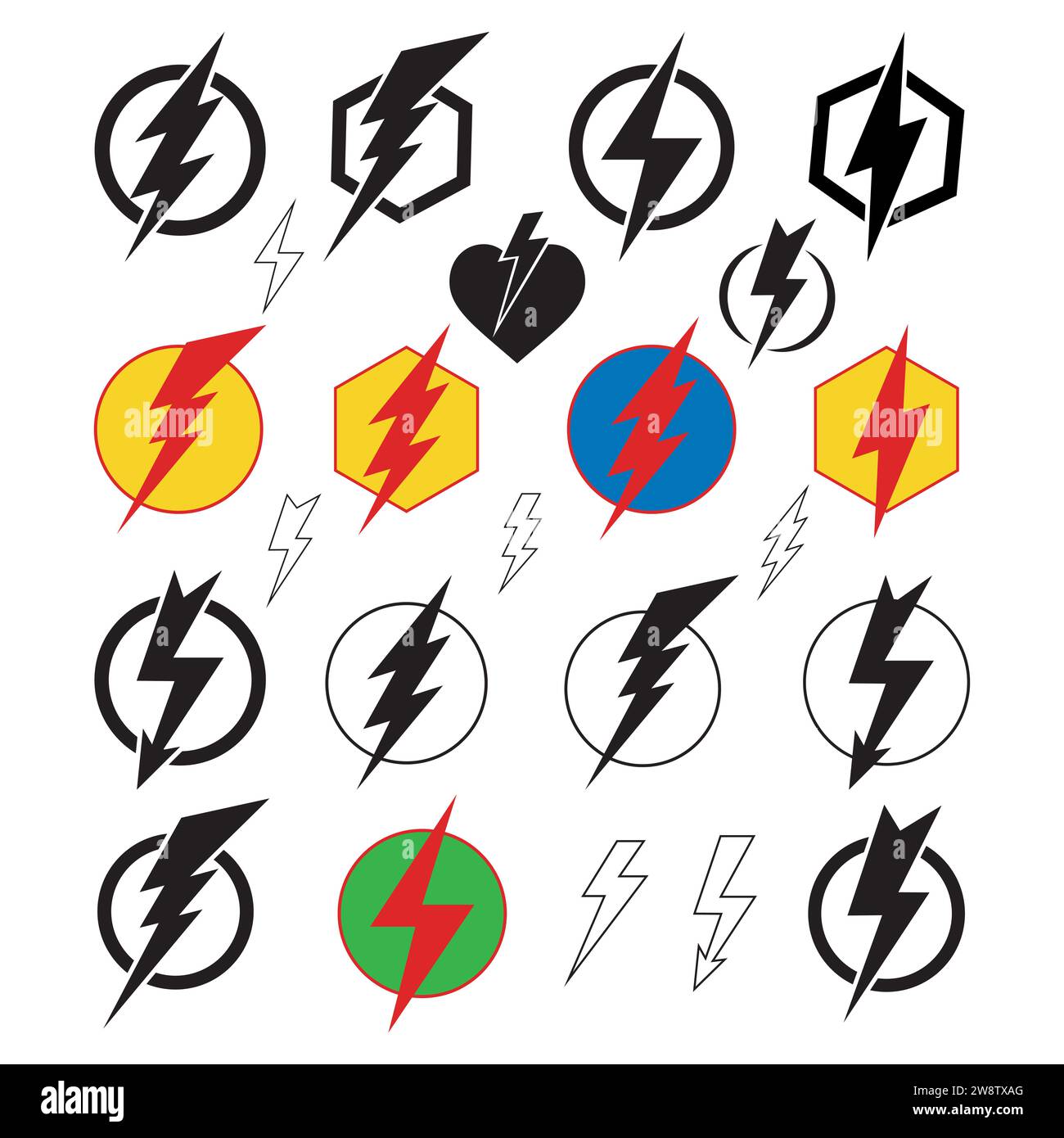 Bullone fulmine, file di taglio fulmini, pacchetto SVG bullone luci, bullone fulmine, Clipart Thunderbolt, bullone di fissaggio, Foto Stock