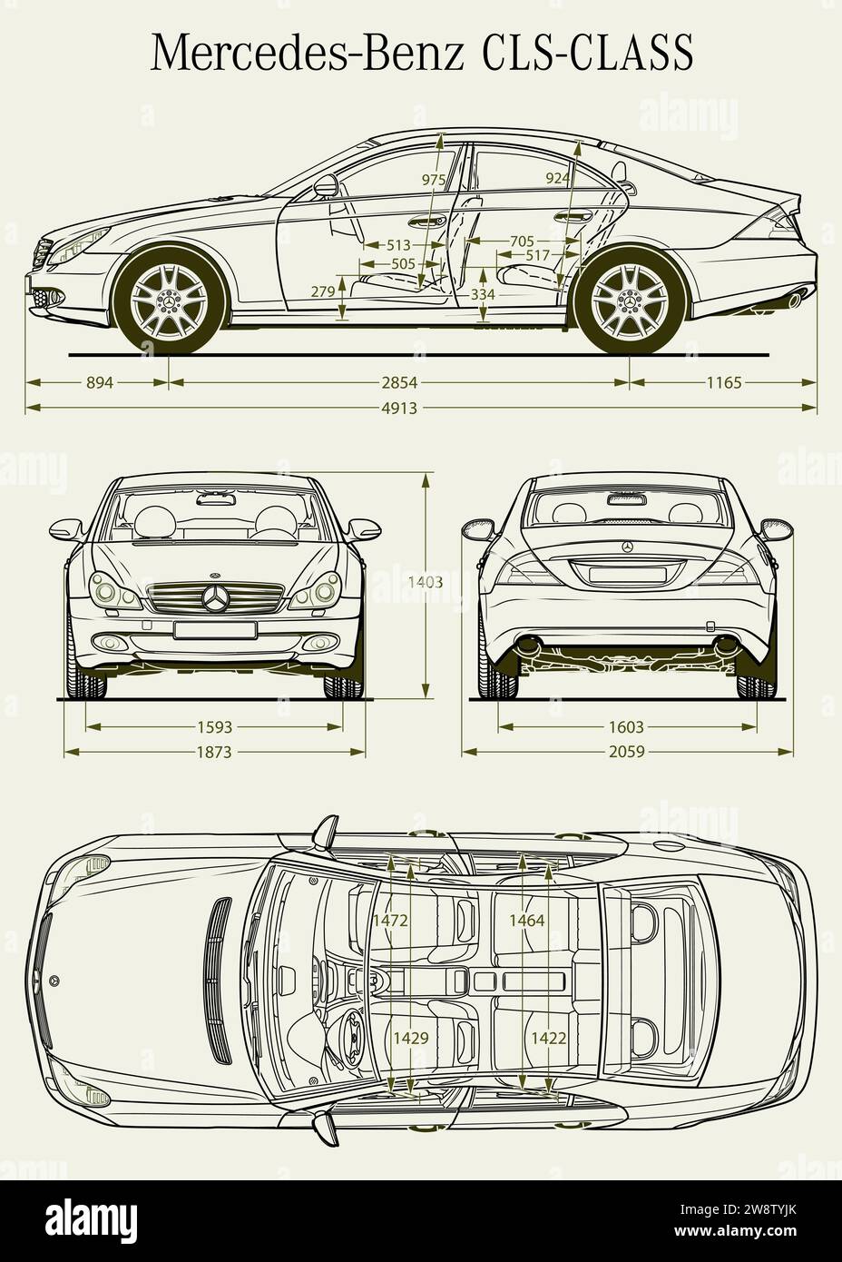 Modello di auto Mercedes Benz CLS Classe 2005 Illustrazione Vettoriale