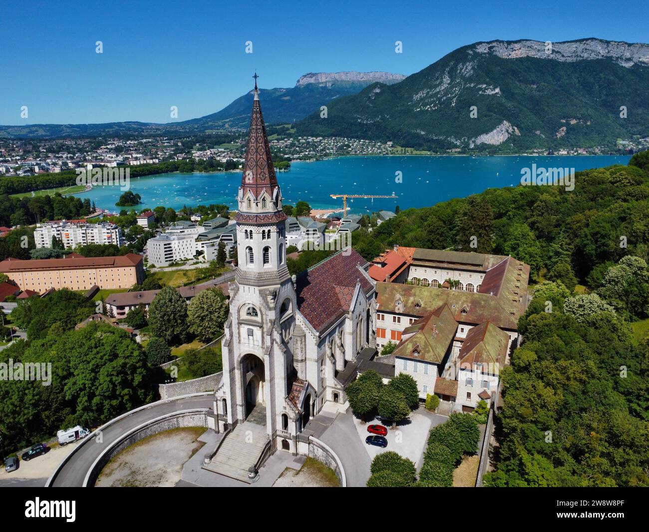 Foto drone Visitazione basilica, Basilique de la Visitation Annecy Francia Europa Foto Stock