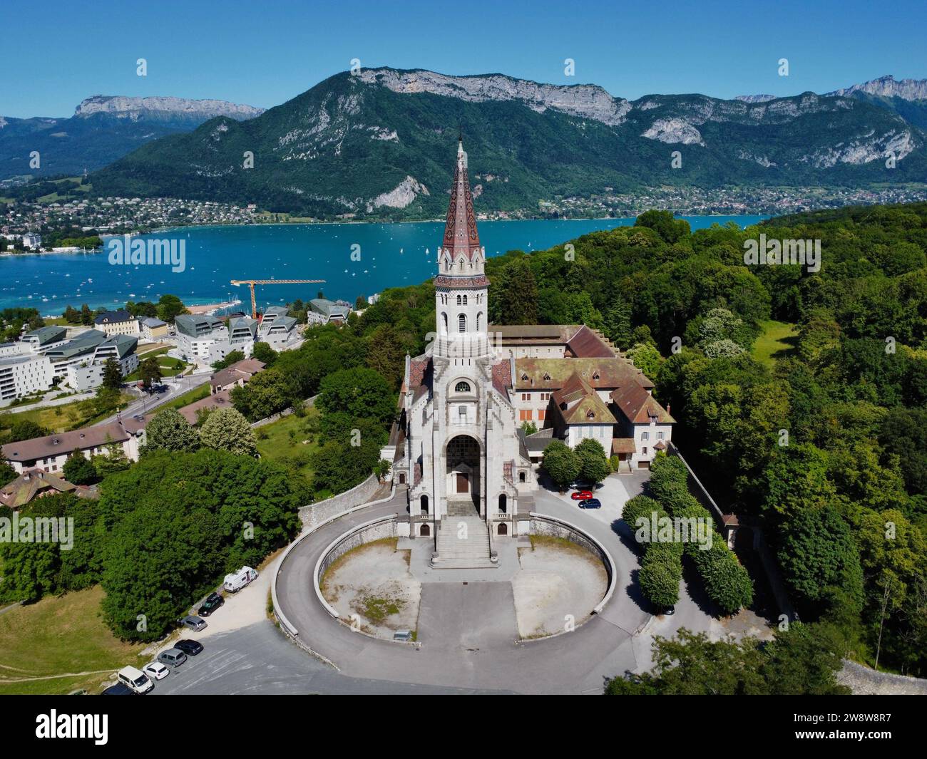 Foto drone Visitazione basilica, Basilique de la Visitation Annecy Francia Europa Foto Stock
