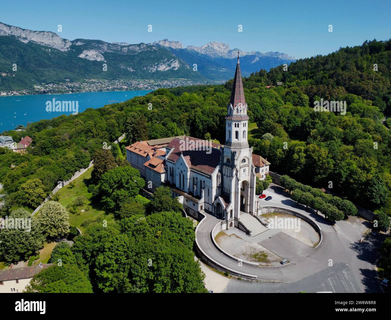 Foto drone Visitazione basilica, Basilique de la Visitation Annecy Francia Europa Foto Stock