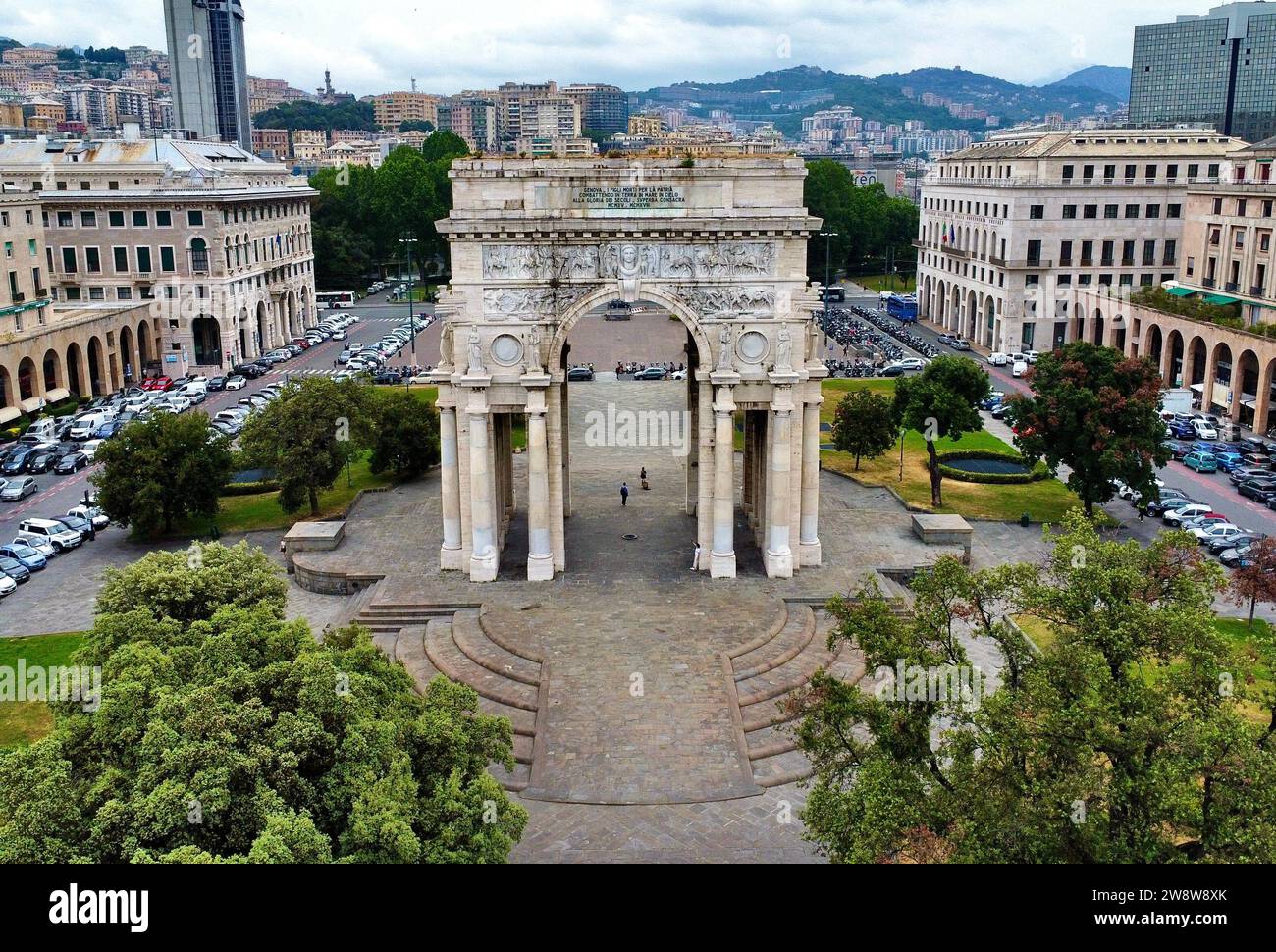 Drone foto Arco della Vittoria Genova Italia Europa Foto Stock