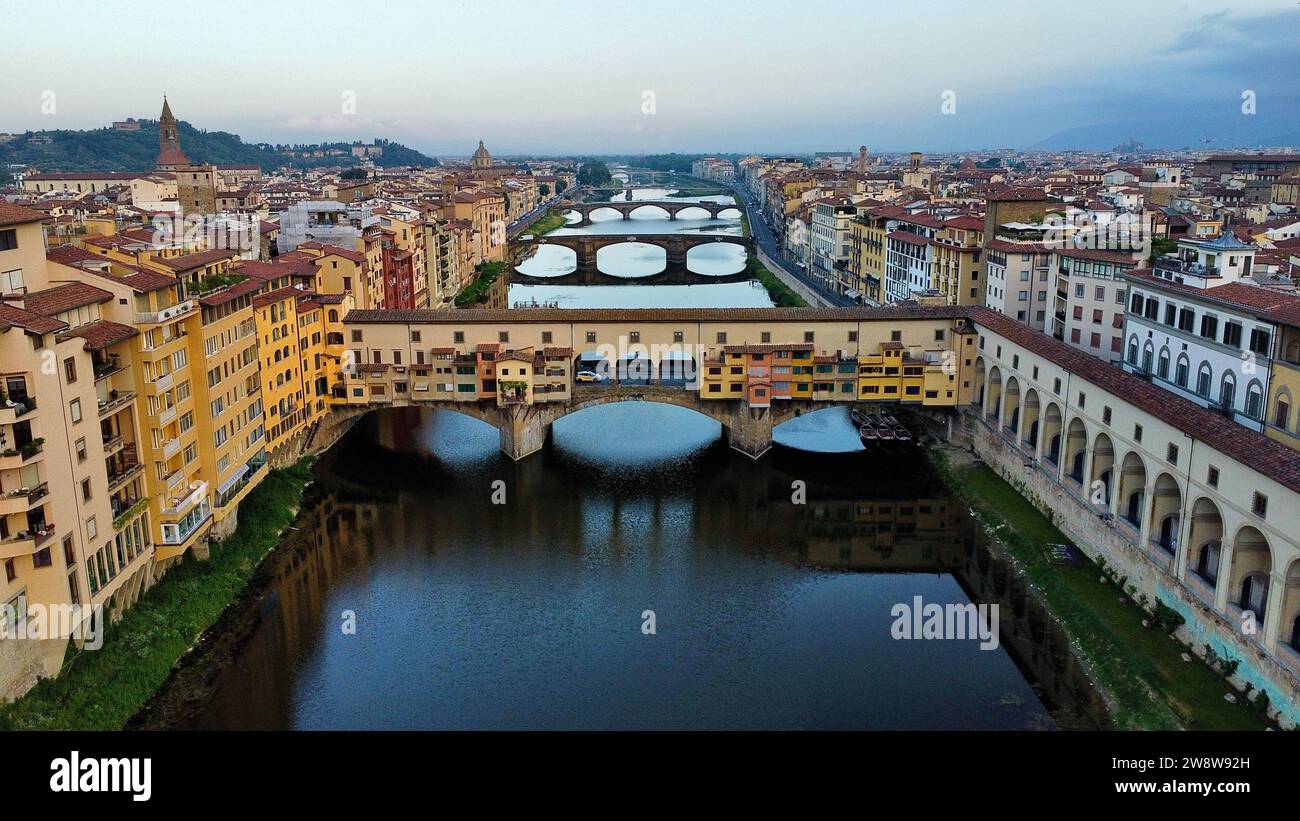 Foto drone Ponte Vecchio Firenze Italia Europa Foto Stock