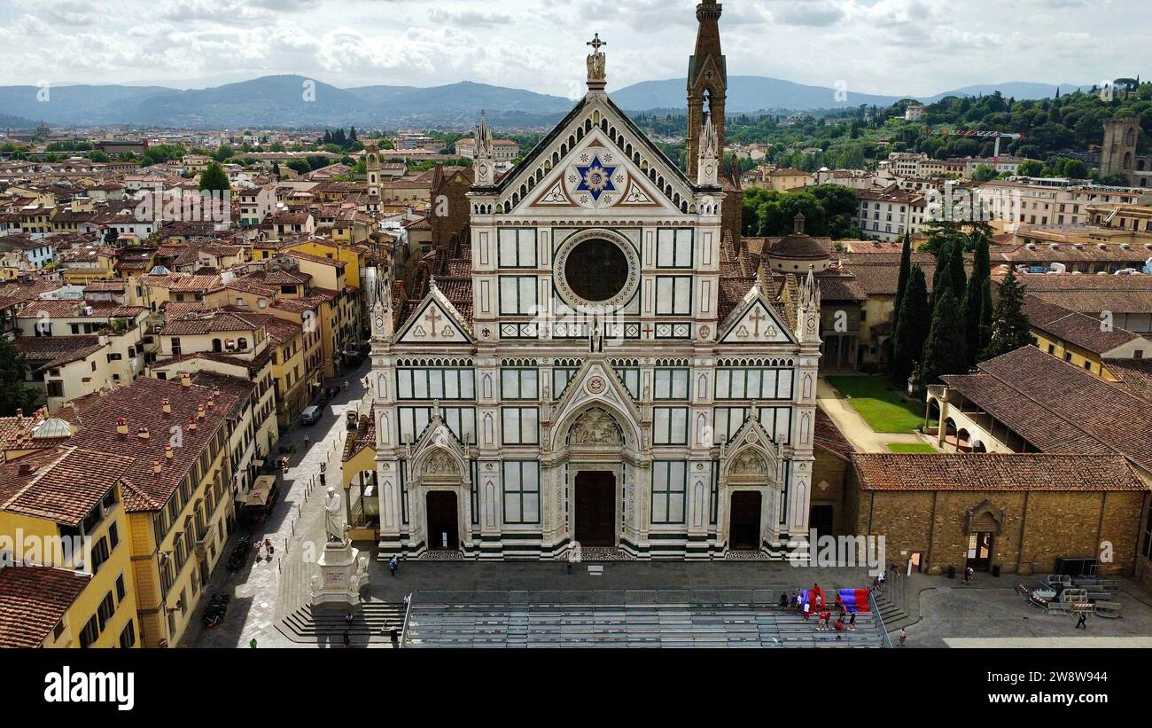Foto drone Basilica di Santa Croce Firenze Italia Europa Foto Stock