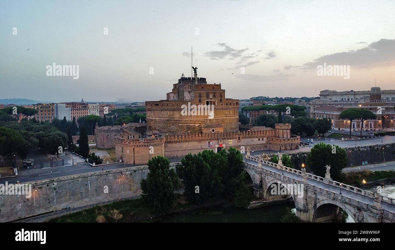 Drone foto Castello sant'angelo Roma Italia Europa Foto Stock