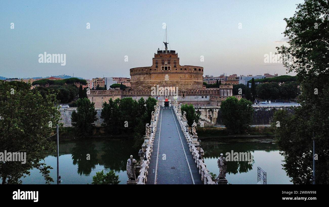 Drone foto Castello sant'angelo Roma Italia Europa Foto Stock