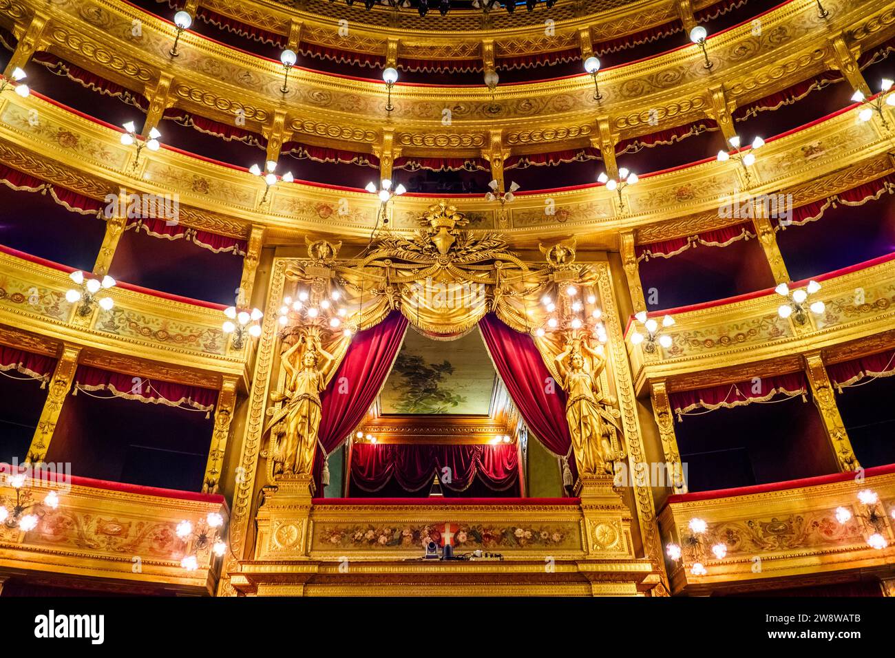 Cabine per posti a sedere al Teatro massimo Vittorio Emanuele - Palermo, Italia Foto Stock