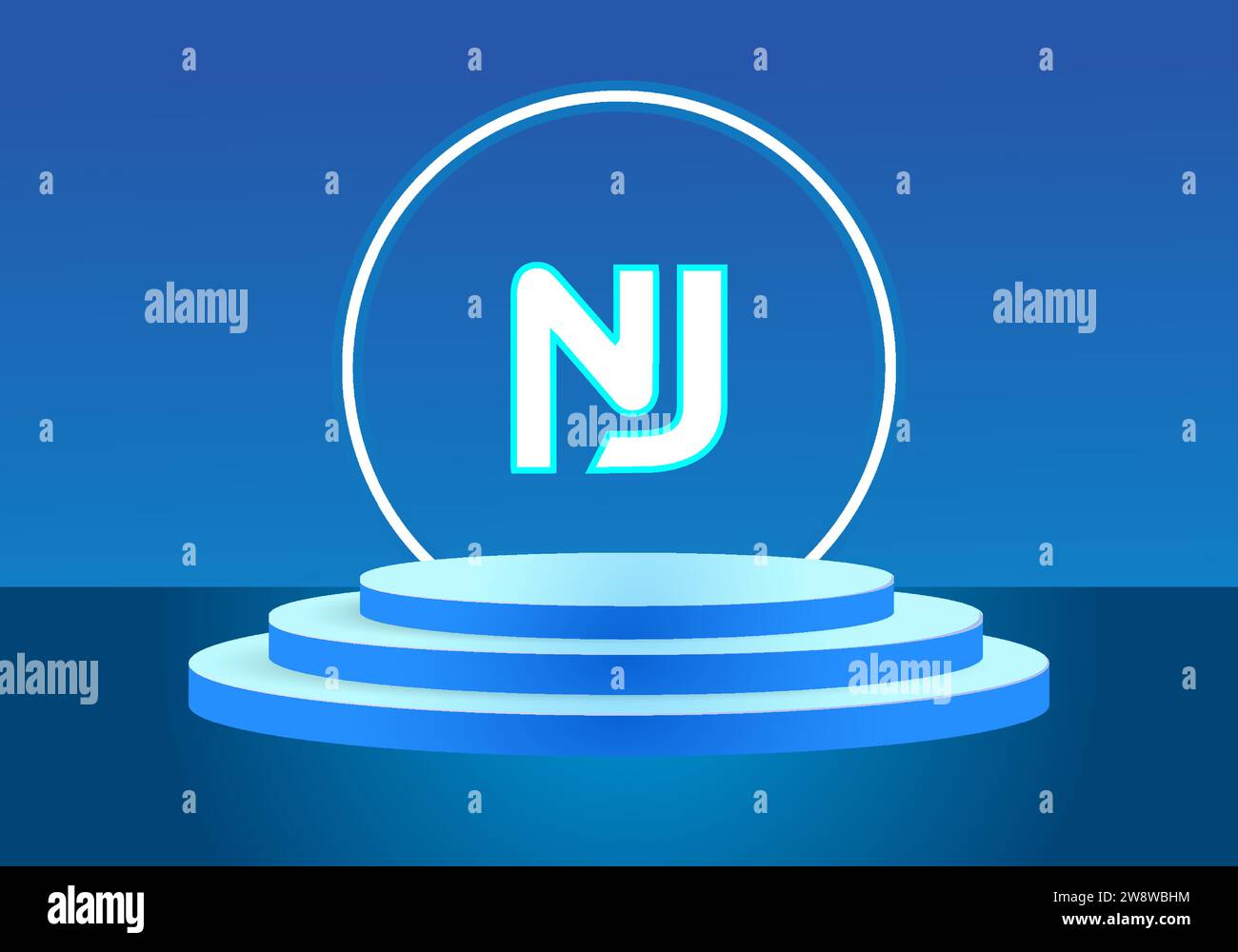Logo NJ Blue Design. Logo Vector per le aziende. Illustrazione Vettoriale
