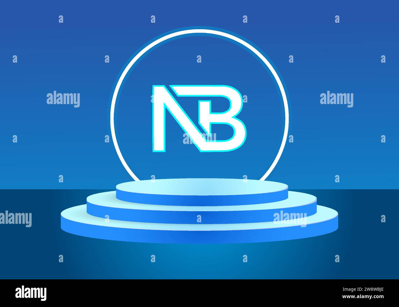 Logo NB Design blu. Logo Vector per le aziende. Illustrazione Vettoriale