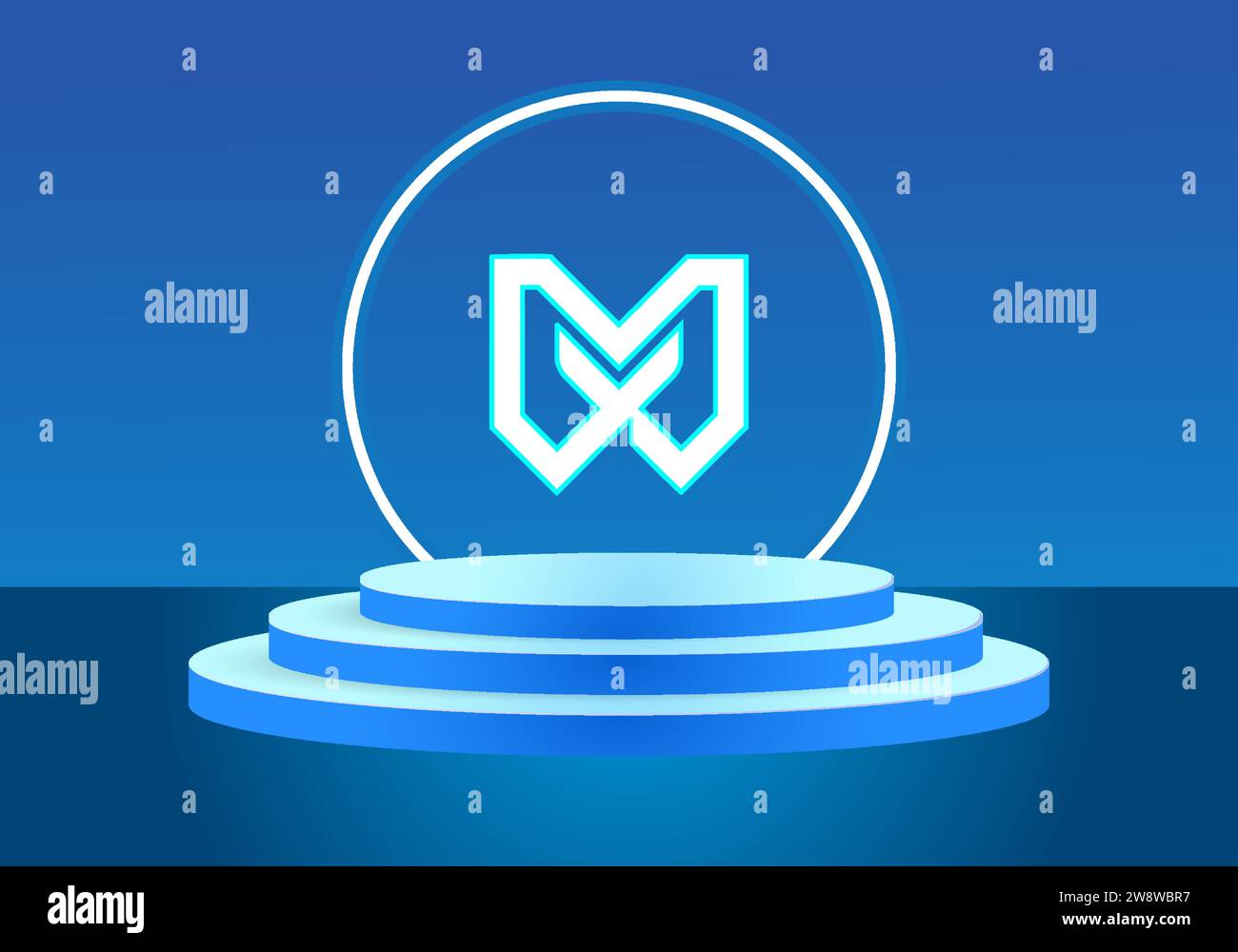 Design blu con logo MW. Logo Vector per le aziende. Illustrazione Vettoriale