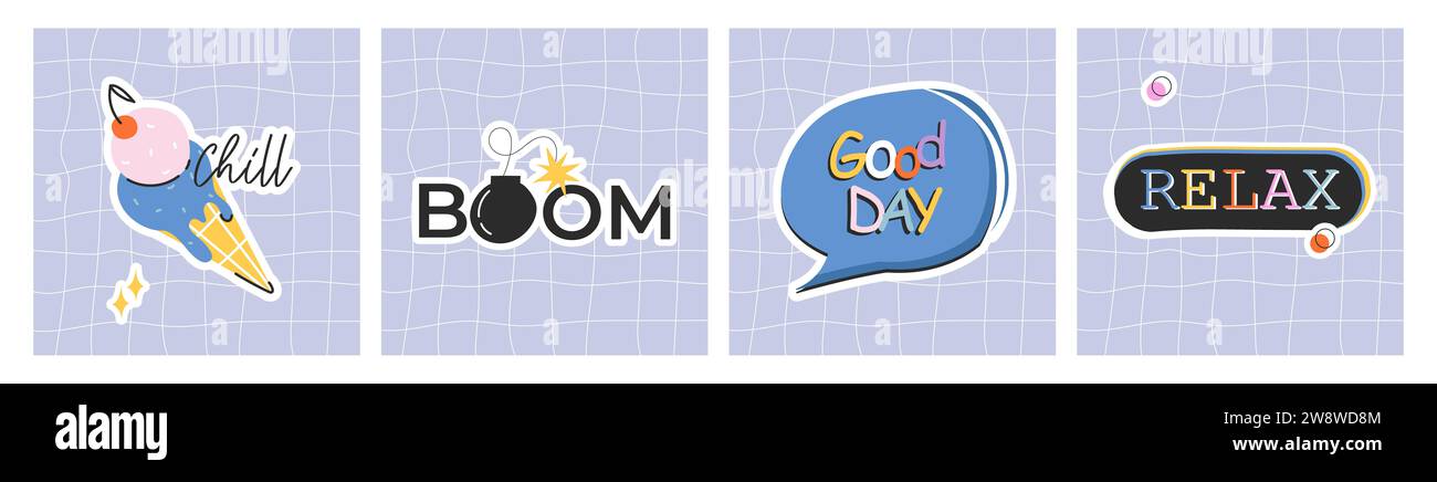 Icone moderne per i momenti salienti della storia di Instagram. Foto Stock