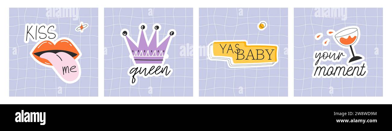 Icone moderne per i momenti salienti della storia di Instagram. Foto Stock