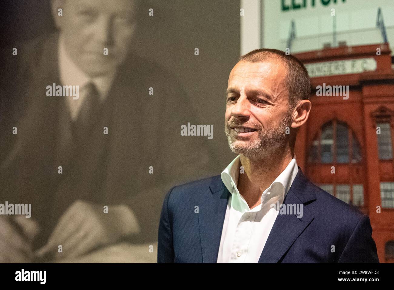 Presidente della UEFA, Aleksander Čeferin al National Football Museum di Manchester il 23 giugno 2023. Foto Stock