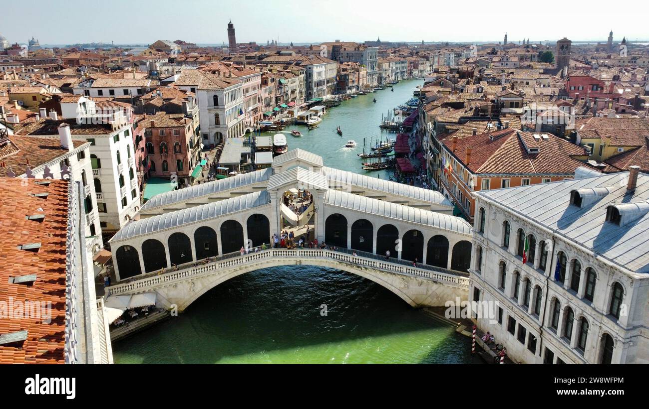 Foto drone Ponte di Rialto Venezia Italia europa Foto Stock