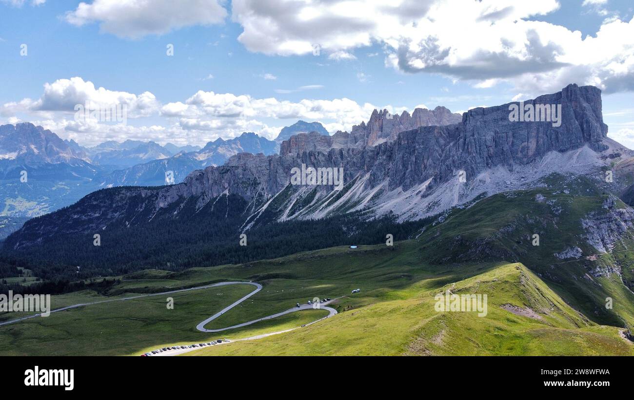 Foto drone passo del Giau Dolomiti Italia europa Foto Stock