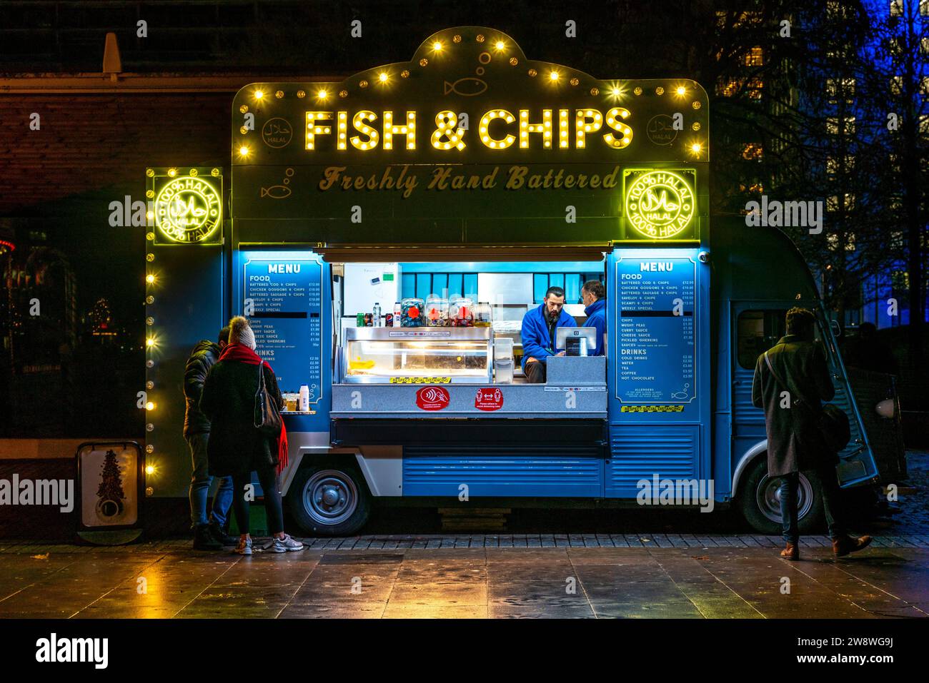 A Mobile Fish and Chip Van on the Southbank, Londra, Regno Unito Foto Stock